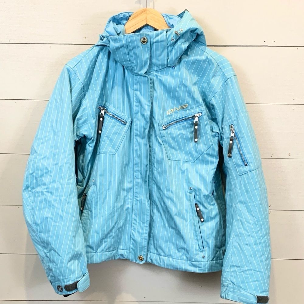 DNA Descente snowboarding blue striped women’s size 8 coat snow winter ski